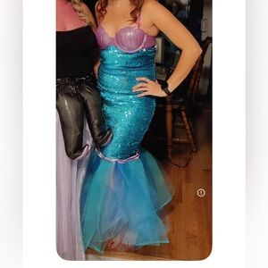Disney little mermaid homemade costume  Blue Sequin Mermaid Dress size S-M